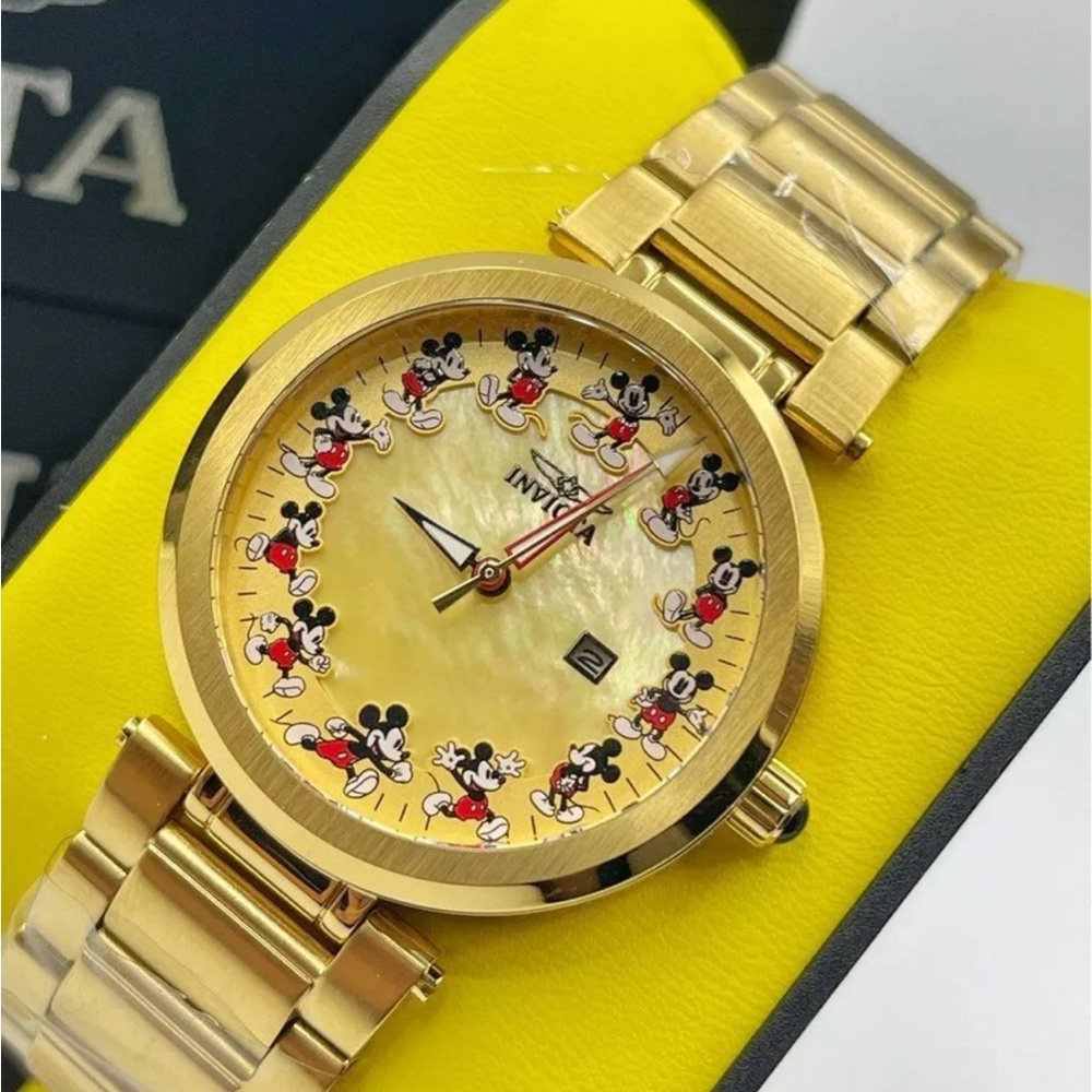 Invicta Women's 36mm Disney Mickey Mouse MOP Dial Ltd. Ed. Gold Tone SS Watch